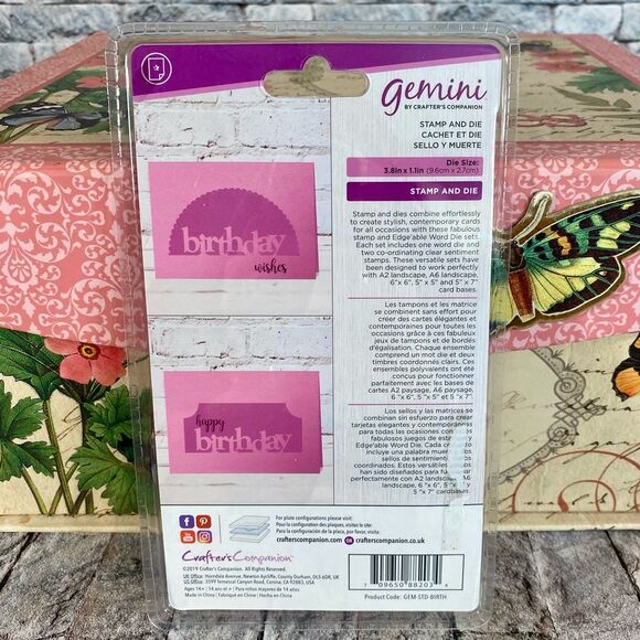 Gemini Crafters Companion Birthday Stamp Die Set 3.8 x 1.1 Card Making Scrapbook - Picture 4 of 4